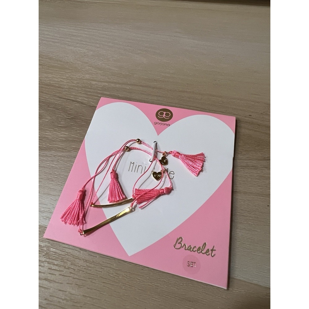 NOC GORJANA Mini‎ & Me Bracelet Set With Hot Pink Tassels Gold